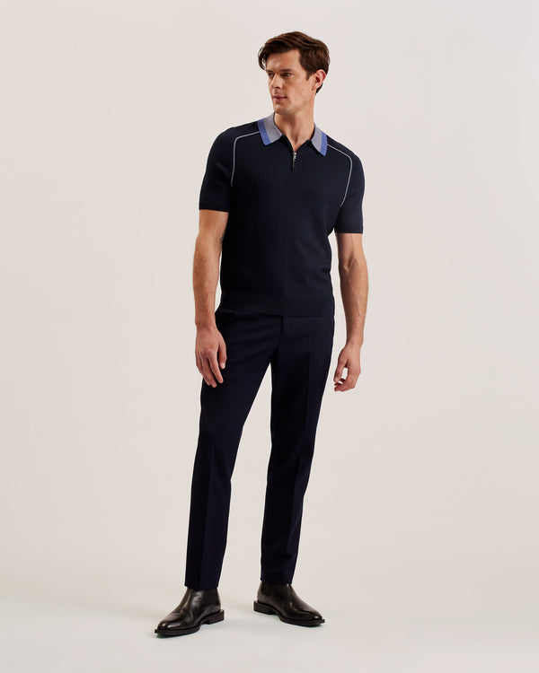 PAXTO-Knitwear-SS Regular Textured Zip Polo- Ted Baker Romania